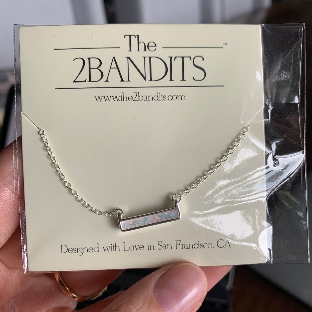 silver bar necklace - iridescent and stackable!